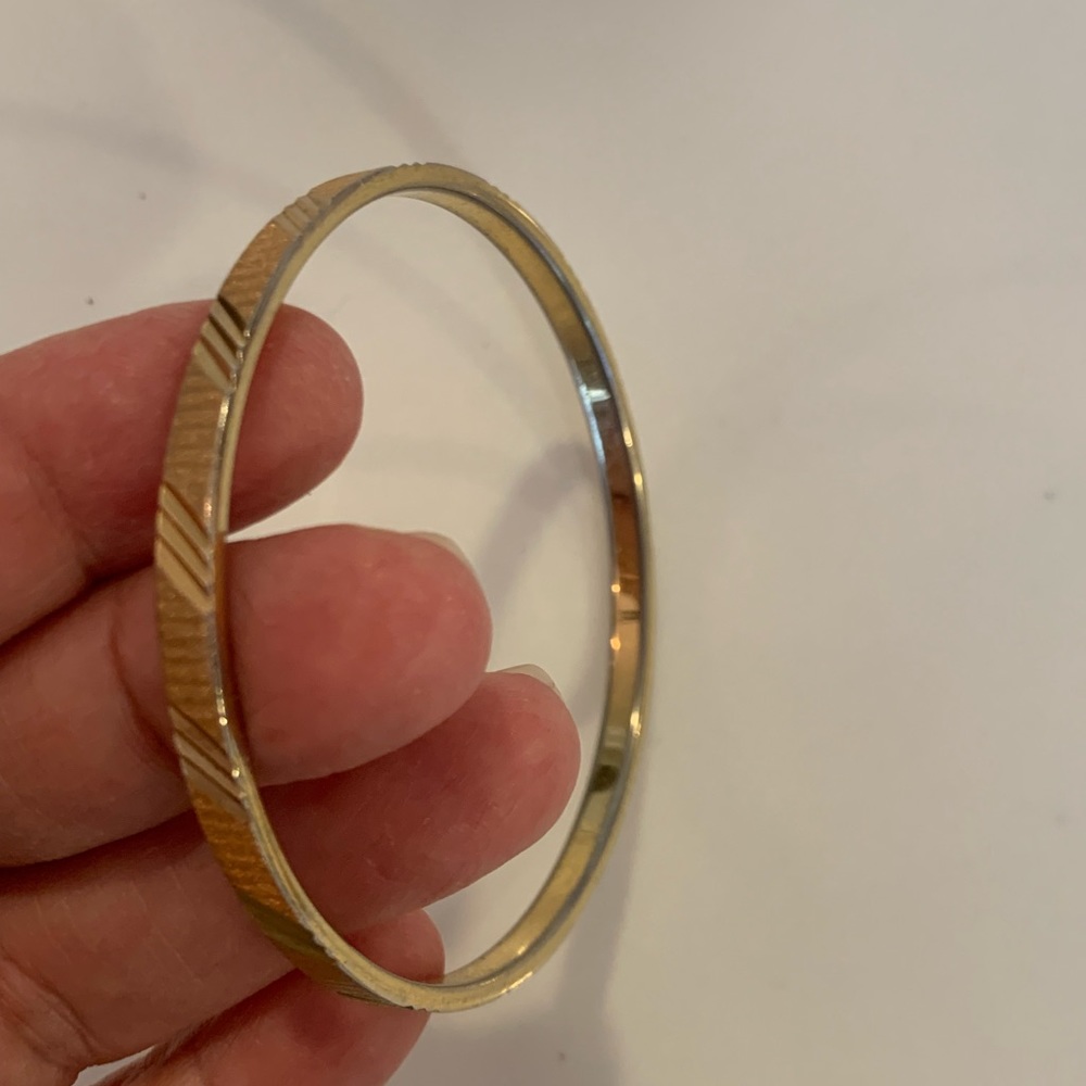Vintage Monet Gold Toned Bangle Bracelet with Etching